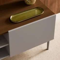 TV stand metal with wood decor 2 doors 140 cm