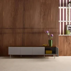 TV stand metal with wood decor 4 doors 180 cm