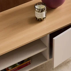 TV stand metal with wood decor 2 doors 140 cm