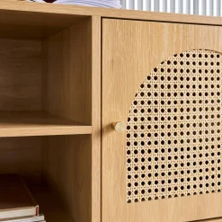 TV stand wood and cane decor 2 doors 140cm