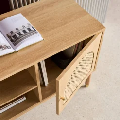 TV stand wood and cane decor 2 doors 140cm