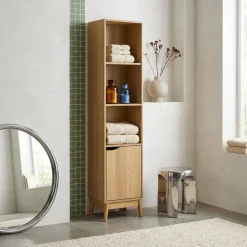 Vintage bathroom storage column wood decor