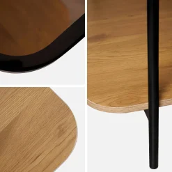 Vintage coffee table with black metal and wood effect