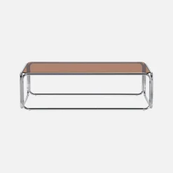 Vintage coffee table with chrome steel and tempered glass