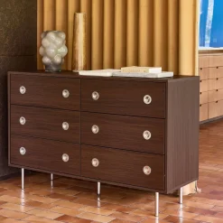 Vintage dresser with wood decor and stainless steel, 6 drawers