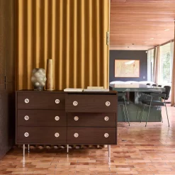 Vintage dresser with wood decor and stainless steel, 6 drawers
