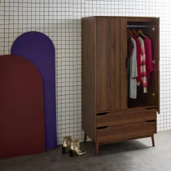 Vintage dressing cupboard, wood decor, 2 doors