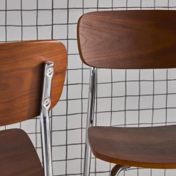 Vintage metal and plywood bar stool (set of 2)