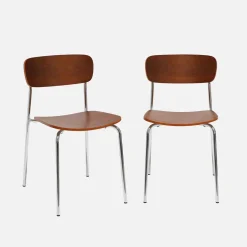 Vintage metal and plywood chair (set of 2)