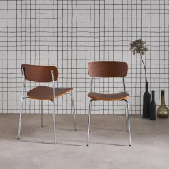 Vintage metal and plywood chair (set of 2)
