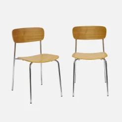 Vintage metal and plywood chair (set of 2)