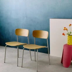 Vintage metal and plywood chair (set of 2)