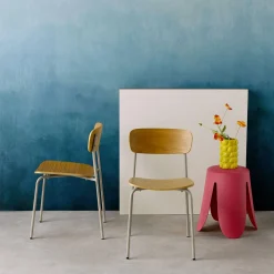 Vintage metal and plywood chair (set of 2)