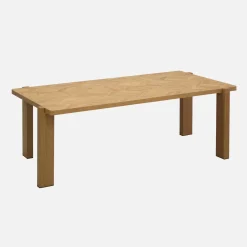 Vintage rectangular coffee table with chevron pattern wood decor top