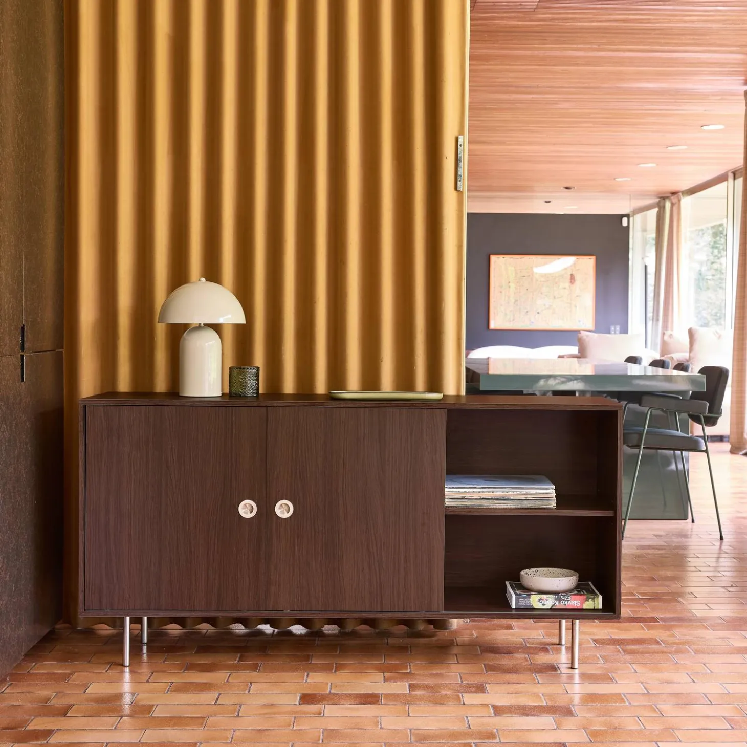Vintage sideboard wood decor and stainless steel 2 doors 150cm