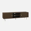 Vintage TV stand with wood decor and stainless steel, 2 doors 180cm