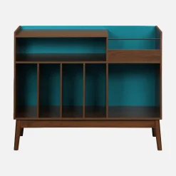 Vintage two-tone vinyl furniture with wood decor and colored background 100cm