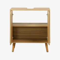 Vintage under-sink cabinet with wood decor