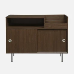 Vintage vinyl furniture with wood decor and stainless steel 100cm