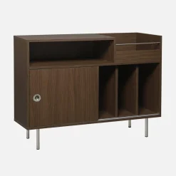 Vintage vinyl furniture with wood decor and stainless steel 100cm