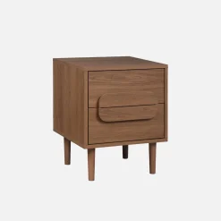 Vintage wood effect bedside table with 2 drawers