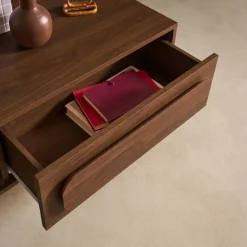 Vintage wood effect coffee table with 1 drawer