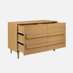 Vintage wood effect 6 drawer chest