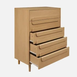 Vintage wood effect 5 drawer chest