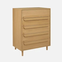 Vintage wood effect 5 drawer chest
