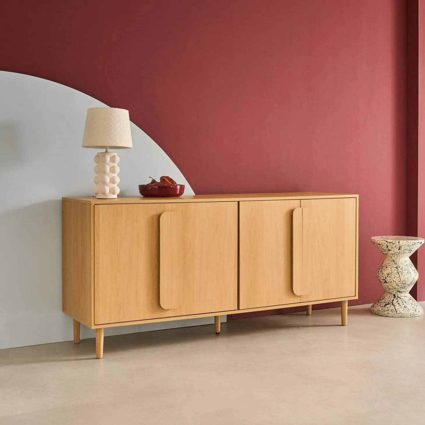 Vintage wood effect sideboard with 4 doors