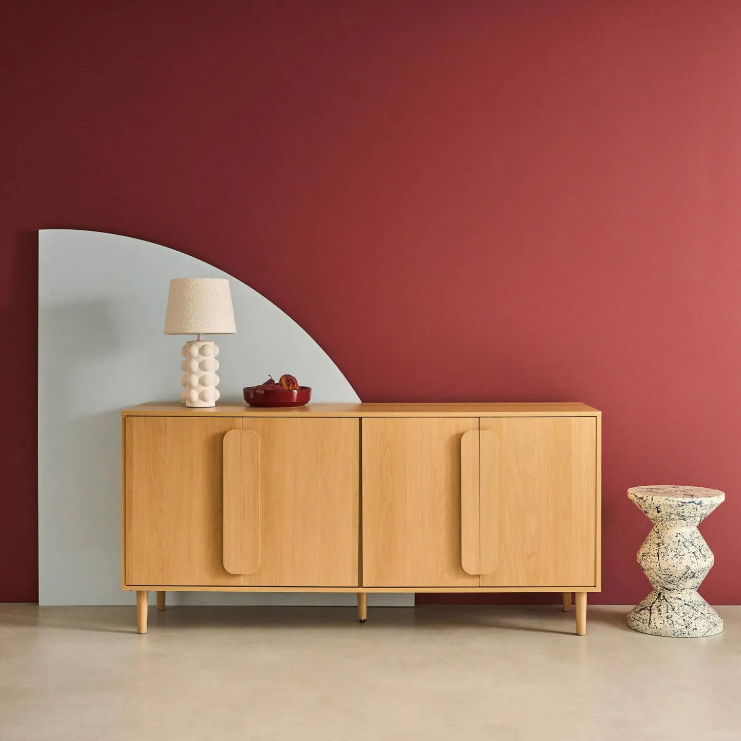 Vintage wood effect sideboard with 4 doors