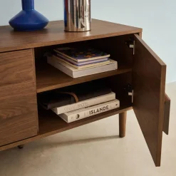Vintage wood effect TV stand with 3 doors 150 cm