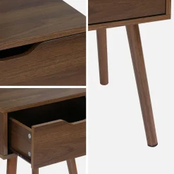 Walnut-stained wood bedside table, 1 drawer