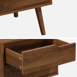 Walnut wood-effect bedside table