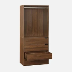 Wardrobe module with 4 drawers and 1 hanging rail wood decor