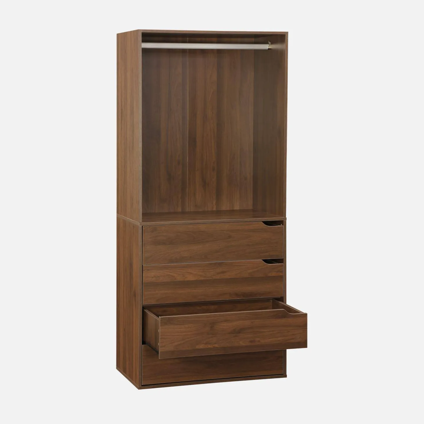 Wardrobe module with 4 drawers and 1 hanging rail wood decor