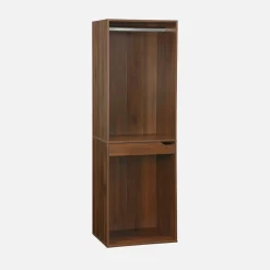 Wardrobe module with hanging rail and trouser rack wood decor