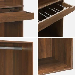 Wardrobe module with hanging rail and trouser rack wood decor