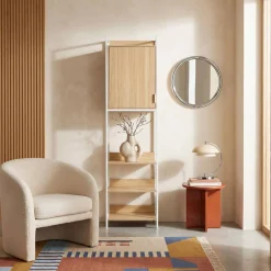 Wardrobe module with 5 shelves and 1 door