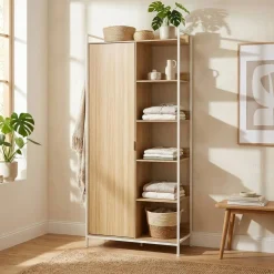 Wardrobe module with 1 wardrobe, 6 shelves and 1 door