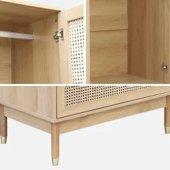 Wardrobe with 2 doors and 2 drawers, caning