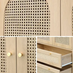 Wardrobe with 2 doors and 2 drawers, caning