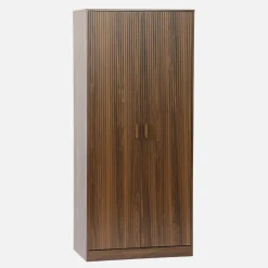 Wardrobe with wood decor, 1 hanging rail and 2 doors
