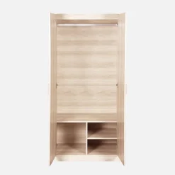 Wardrobe with wood decor, 1 hanging rail and 2 doors