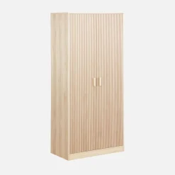 Wardrobe with wood decor, 1 hanging rail and 2 doors