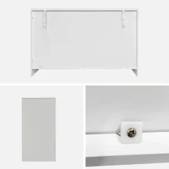 White wood effect 6 compartment organic sideboard 120cm