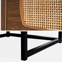 Wood and cane bedside table