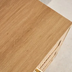 Wood and cane chest of drawers, 3 drawers