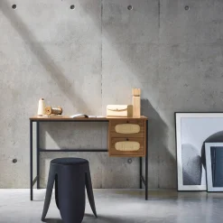 Wood and cane desk