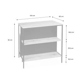 Wood and metal high table with 2 stools